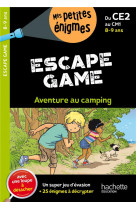 Escape game  -  du ce2 au cm1  -  aventure au camping